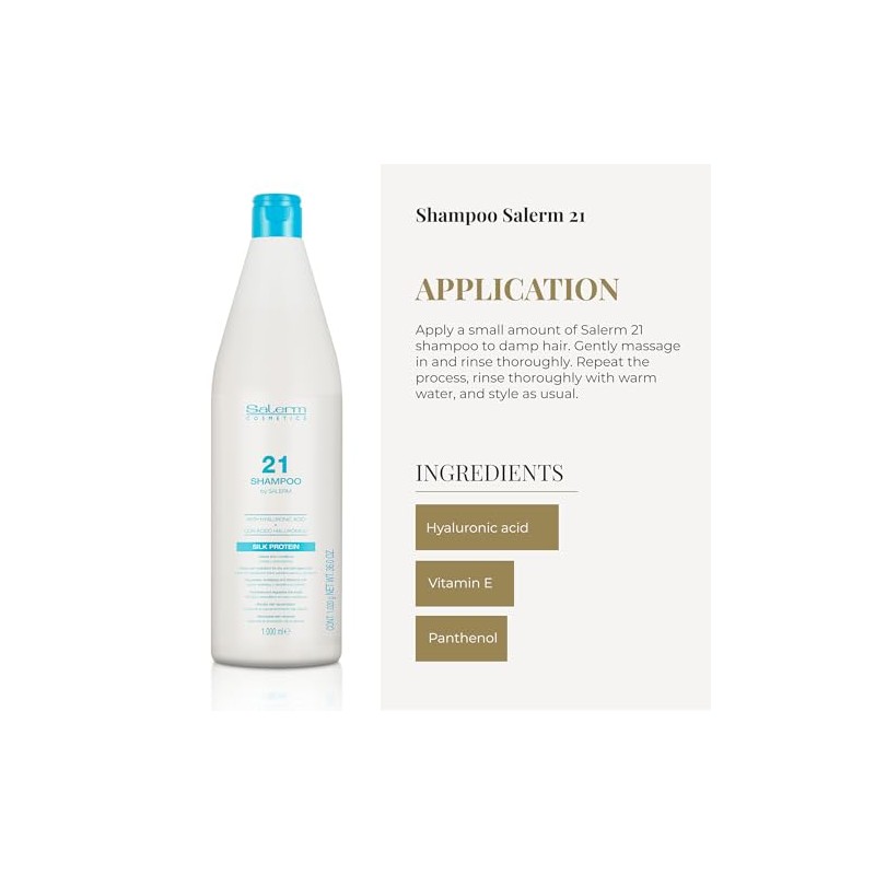 Salerm 21 Repair Shampoo With Hyaluronic Acid, 33.81 Ounce1000 ml