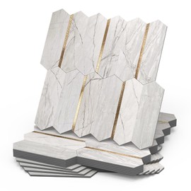 Betywal Peel and Stick Backsplash Tile for Kitchen and Bathroom - 10 Sheets Stick on Backsplash Long Hexagon Marble Look PVC Self Adhesive Mosaic Wall Tiles(Rust Grey)