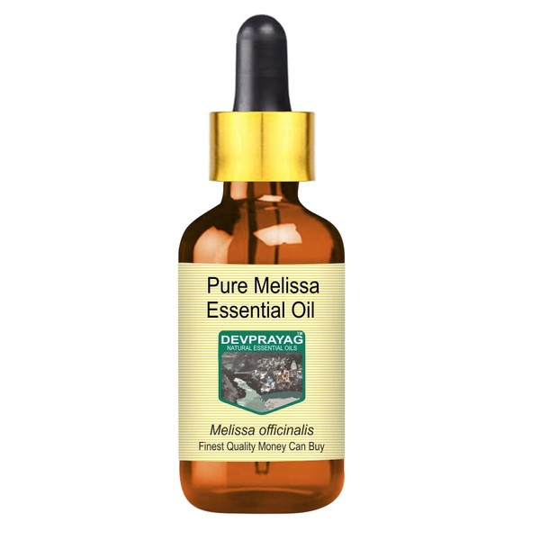 Devprayag Pure Melissa Essential Oil (Melissa officinalis) with Glass Dropper
