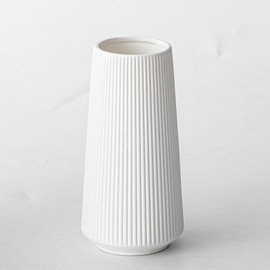 White Ceramic Vase, Kedested Minimalist Modern Flower Vase for Home Decor, Boho Vase for Pampas Grass, Small Vase for Home Living Room Farmhouse Office Decor
