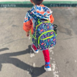 BLUE PINE Kids' Backpack for School Preschool Travel, Lightweight Durable Backpacks for Boys Girls with Adjustable Straps (Toddler 7L(not Fit Folder), Dinosaur Dark Blue)