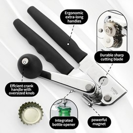 Crank Can Openers Manual,manual can opener,Heavy Duty Commercial Can Opener with Rubber-coated Long Handles for Seniors for Kitchen