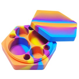 Vegcorn 110ml Silicone Wax Concentrate Container Multi-compartment Non-stick Jar (Rainbow)