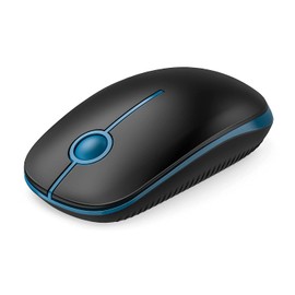 VssoPlor Wireless Mouse, 2.4G Slim Portable Computer Mice with Nano Receiver for Notebook, PC, Laptop, Computer (Black and Sapphire Blue)