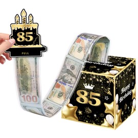 Joycard 85th Birthday Money Box for Women Men, 85 Years Old Birthday Decorations, Fun Pull-Out Cash Gift Box for Parties, Ideal for 85th Birthday Surprises （with 35PCS Bags）