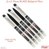 FLAIR Marathon 5 x 0.7mm BLACK Ballpoint Pens Smooth Longer