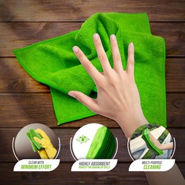 Microfiber Cleaning Cloth, Large Size 40x40cm, Super Absorbent Lint Free Microfibre Cloths Cleaning for Home, Kitchen, Surface, Mirrors, Bathrooms, Motorbike, Car (Green, 10)