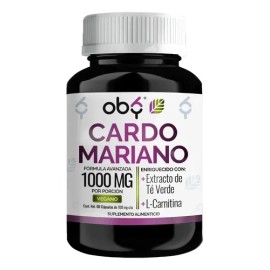 Cardo Mariano Silimarina 100% Natural + Extracto Te Verde + L Carnitina | Milk Thistle Detox | Vitaminas Mujer y Hombre | Oby Suplemento Alimenticio V