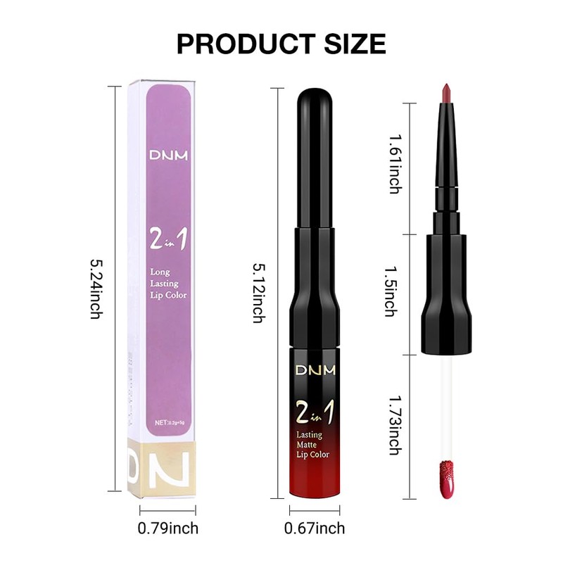 1Pcs Bright Fire Ruby Red Matte Lip Liner & Liquid