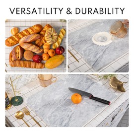 Lovdeco Marble Pastry Board, Board For Kitchen, Large Cloud White Marble Slab Gift With Non-Slip Feets, 16x20 Inch, 1 Piece