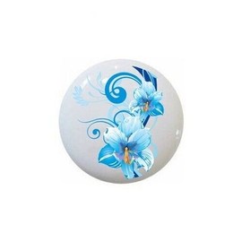 Unbranded Misty Blue Flowers Floral Swirls 000Misc Cabinet DRAWER Pull KNOB Ceramic