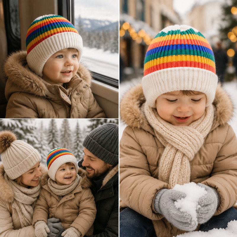 Baby Winter Knit Hat for Cold Weather – Cute Rainbow