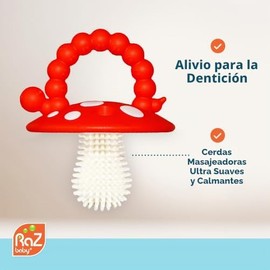 RAZBABY Mordedor de Silicona Suave para Bebés y Niños Mayores de 3 Meses. Chupete con Cerdas Masajeadoras para Aliviar la Dentición. Alivia las