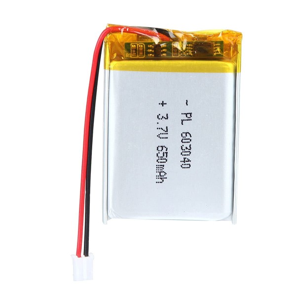 AKZYTUE 3.7V 650mAh 603040 Lipo Battery Rechargeable Lithium Polymer ion Battery Pack with PH2.0mm JST Connector