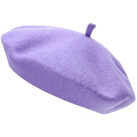 JUNGANRHA® Beret Hat Women Accessoies Men Wool Solid Color French Style Classic Beret Hat - Vintage Women's Berets for Ladies UK Artist Hat (UK, Alpha, One Size, Standard, Lilac)