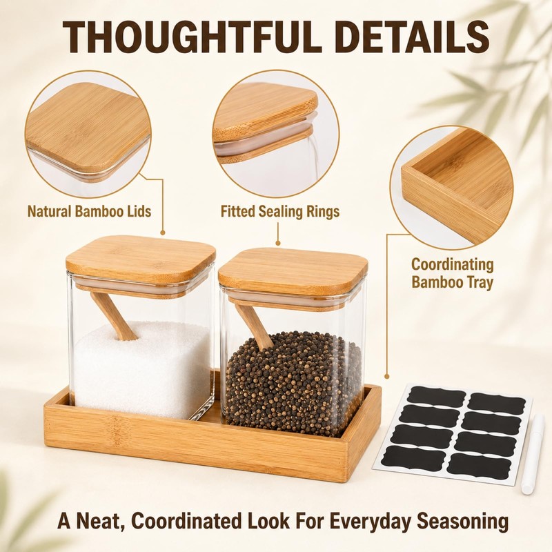 Mowhut 2 Piece Salt and Pepper Containers Set, Salt Cellar