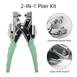 3/16 & 1/8 Grommet Tool Kit and Eyelet Hole Punch Plier, Grommet Eyelet Pliers Tool Set with 160 Pcs Metal Grommets Eyelets and Case for Leather Bags Clothes Belt Cards and Crafts