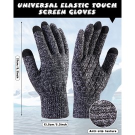 8 Pieces Men Women Winter Hat Beanie Scarf Touch Screen Gloves Sock Slouchy Knit Skull Cap Beanies Fleece Lining Neck Warmer (Black, Gray)