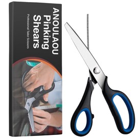 Pinking Shears for Fabric 9.25 Inches, Professional Sewing Craft Scissors Zig Zag Scissors with Rubber Handle, Stainless Steel Dressmaking Serrated Scalloped Pinking Shears for DIY Paper Cards Gifts