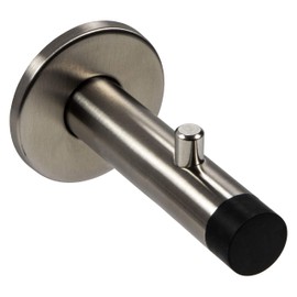 Gedotec Design Wall Door Buffer Stainless Steel Door Stopper with Coat Hook SMOVI Rubber Buffer for Wall Mounting | Depth: 90 mm | 1 Piece - Wall Buffer with Clothes Hooks Including Mounting Material