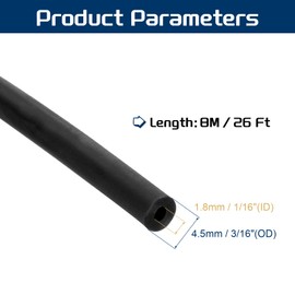 PATIKIL 26 ft (8 m) Natural Latex Tube, 1/16 Inch (1.8 mm) ID x 3/16 Inch (4.5 mm) OD Twin Rubber Bands Rubber Tube for Sports, Fitness, Toys, High-Quality Natural Latex, Non-Slip Black
