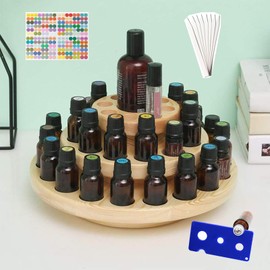 AMZTEMU Essential oil holder, Wooden Essential oil kit, Essential oil storage organizer Travel Display, Holds 41 Bottles with Oil opener, Stickers, Perfume test paper