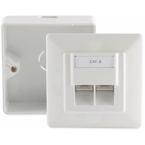 S/CONN maximum connectivity Cat.6 Junction Box 2-Way AP/UP Pure White