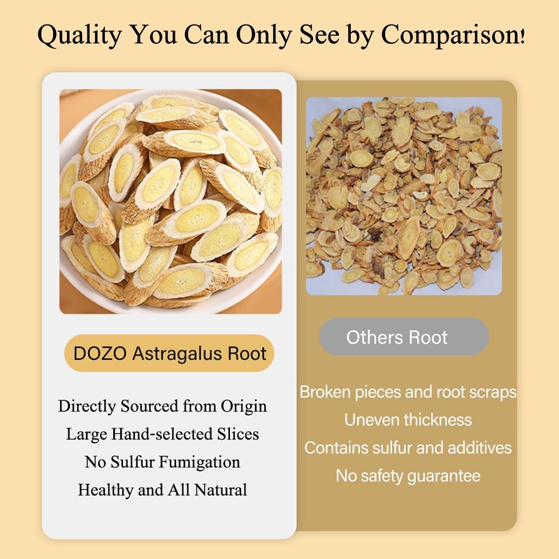 DOZO Sulfur Free Astragalus Root Slices 300g/10.58oz Large Radix Astragalus