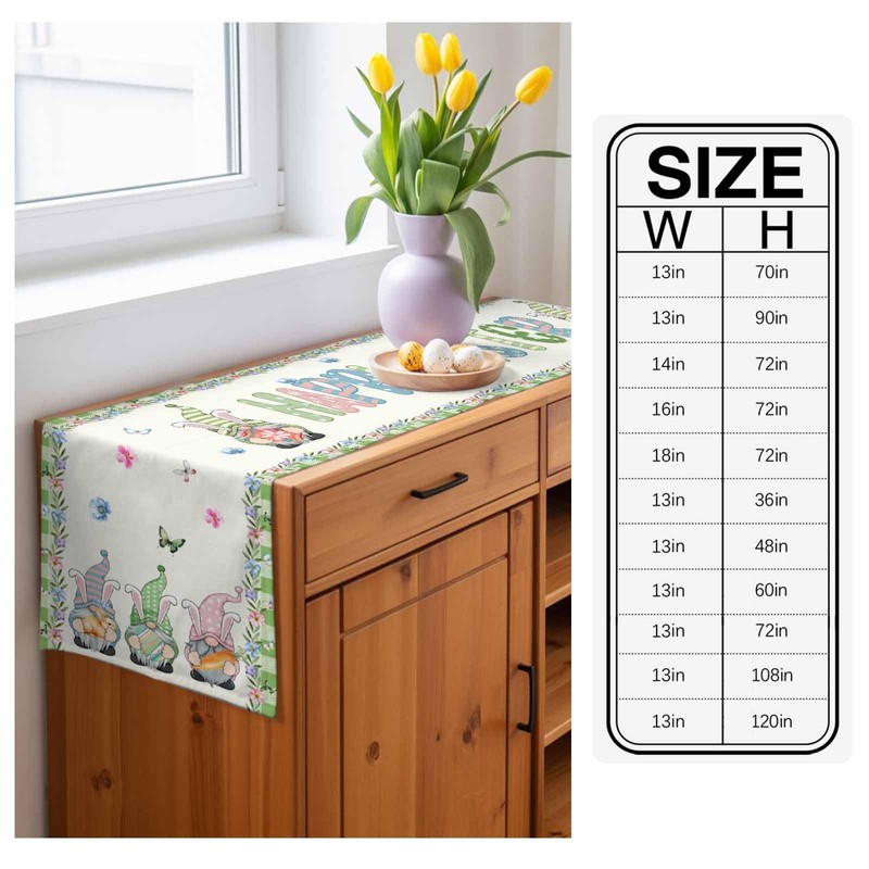 Easter Table Runner Gnome Spring Table Runners 72 Inches Long