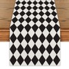 Black and White Diamond Table Runner Tea Themed Party Decor