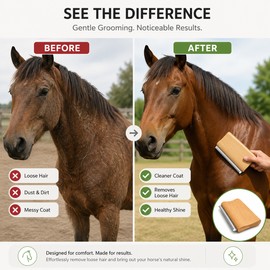 Horse Shedding Tool for Coat Care – Wooden-Handle Grooming Blade for Daily Stable Use and Loose Hair Removal