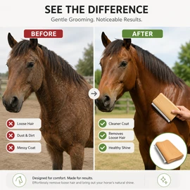 Horse Shedding Tool for Coat Care – Wooden-Handle Grooming Blade for Daily Stable Use and Loose Hair Removal
