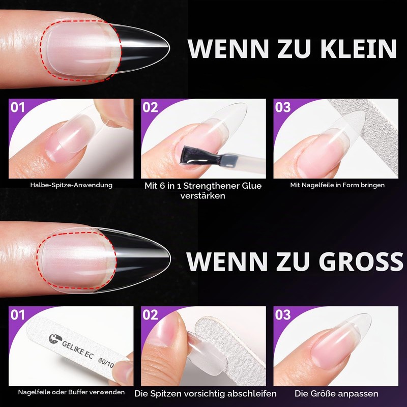 Gelike ec 552pcs Medium Coffin Nail Tips for Nail Design