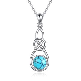 ONEFINITY Celtic Knot Turquoise Necklace Sterling Silver Turquoise Irish Pendant Necklace Turquoise Jewelry Gifts for Women
