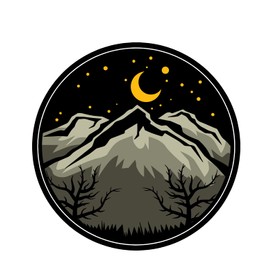 WickedGoodz Moonlit Mountain Vinyl Decal - Outdoors Bumper Sticker - for Laptops Tumblers Windows Cars Trucks Walls