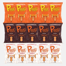P-nuff Crunch Baked Peanut Puffs - Healthy, Low Carb Peanut Butter Puffs, Complete Vegan Protein, Low FODMAP, Gut-Friendly, Gluten Free - Variety Pack, 4oz Bag (Pack of 15)