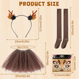 exatta Deer Costume Women, Carnival Costume Women, Tulle Skirt Coffee Tutu Skirt, Reindeer Face Tattoos, Overknee Stockings, Deer Costume Accessories for Fancy Dress, Carnival, Cosplay, Theme Party