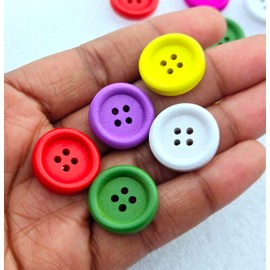 MajorCrafts 24pcs 20mm Mixed Colours Round 4 Holes Wood Sewing Buttons