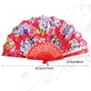 Handheld Floral Folding Fans (1, Red)