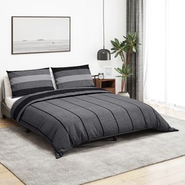 vidaXL Dark Grey Duvet Cover Set 200x220 cm - 100% Cotton Bedding with Pillowcases, OEKO-TEX, Machine Washable, Bedroom