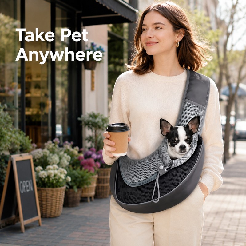 Pet Cat Dog Sling Carrier Bag – Breathable Mesh Crossbody