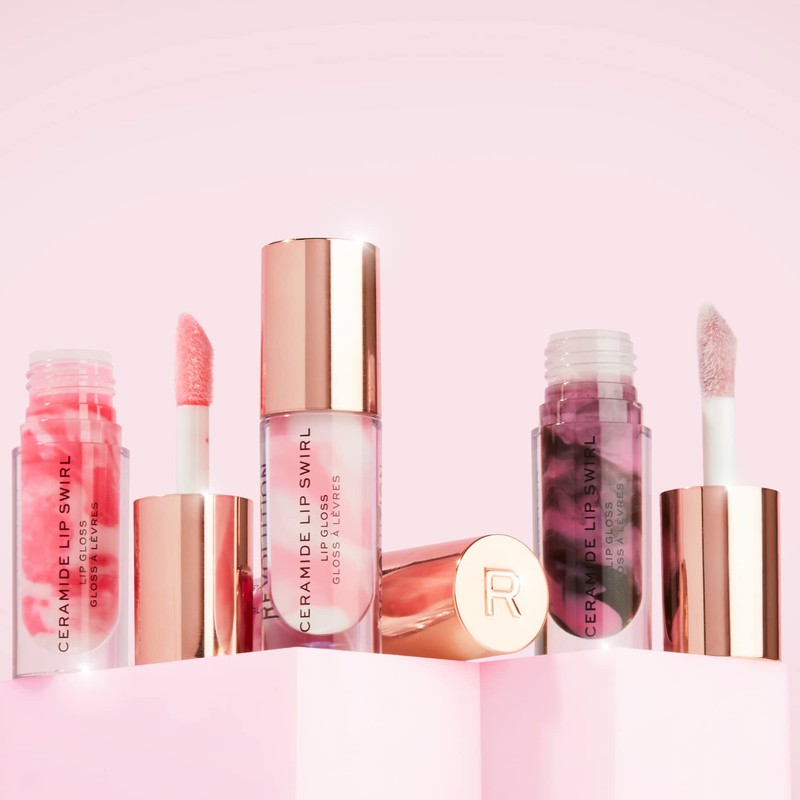 Makeup Revolution, Lip Swirl Ceramide Gloss, Lipgloss, Berry Pink, 4.5ml