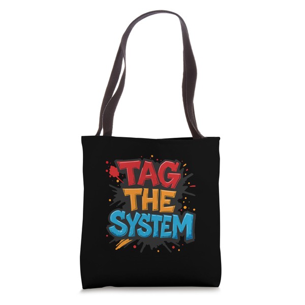 Tag The System Urban Graffiti Spray Paint Statement Tote Bag