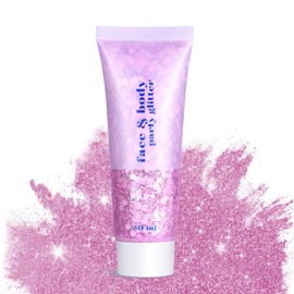 Body Glitter Gel - 4th of July Accessories, Sparkly Chunky Glitter Hair for Kids Women, Iridescent Glitter Freckles, Singer Concert Festival Rave Accessories (Pink Body Glitter)