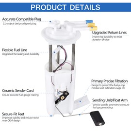 FAERSI Fuel Pump Assembly Replace# E3542M Compatible with 2000-2005 Buick Century 3.1L 2000-2005 Chevy Impala 3.8L 3.4L 2000-2005 Chevy Monte Carlo 3.8L 3.4L 2001-2003 Pontiac Grand Prix 3.8L 3.1L