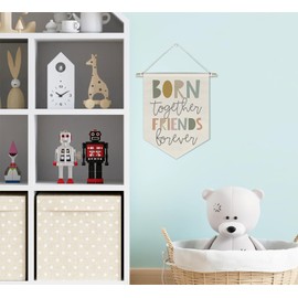 foedor Born Together Friends Forever Canvas Hanging Pennant Flag Banner, Friend Gift Sign Decor for Nursery Bedroom Playroom Church Baby Room,Gift for Baby Kids Girl Boy Teen