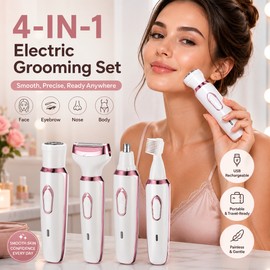 4-in-1 Electric Hair Remover for Face & Body – USB Rechargeable Grooming Kit for Travel