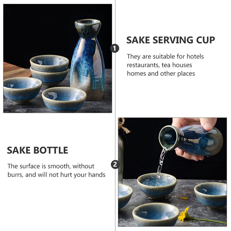 DOITOOL Sake Bottle Japanese Sake Set Ceramic Pot Japanese Cup