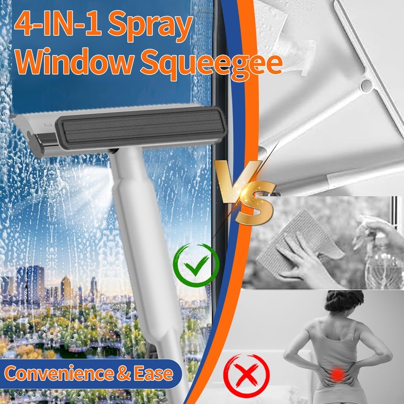 4 in 1 Window Squeegee with Water Tank,Window Cleaner Tool