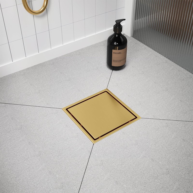 6-Inch Square Shower Drain with Hair Catcher, 2-in-1 Tile Insert